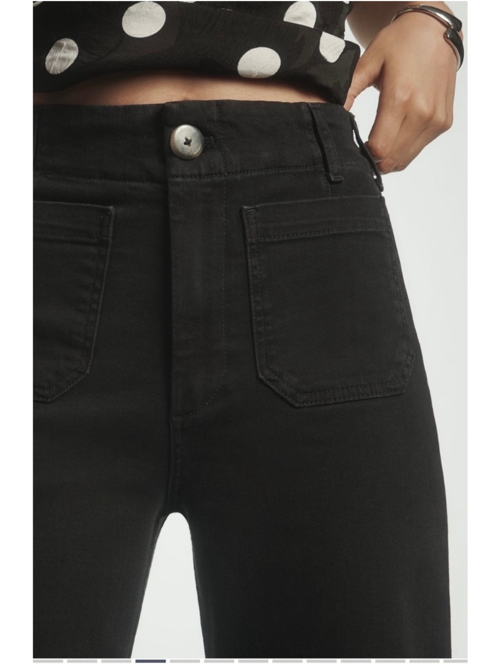 Maeve Black High-Rise Women’s pants with Front Patch Pockets